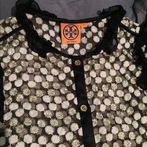 Tory Burch Blouse Black & Gold 12 100% Authentic